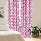 Ambesonne Valentines Window Curtains, Romantic Heart Shapes with Many Different Designs Polka Dots Crossed Lines, Lightweight Decorative Panels Set of 2 with Rod Pocket, 56" x 95", Pink White