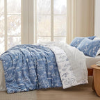 Bedsure Full Comforter Set - Infinity Blue Bed Set, 3 Pieces Cute Floral Bedding, 1 Soft Reversible Botanical Flowers Comforter and 2 Pillow Shams