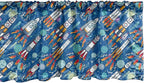 Ambesonne Spaceship Window Valance, Hand-Drawn Cartoon Spaceships Planets and Stars Outer Space Exploration Theme, Curtain Valance for Kitchen Bedroom Decor with Rod Pocket, 42" x 18", Violet Blue