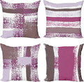 Ambesonne Grunge Throw Pillow Cushion Case Pack of 4, Abstract Design Simplistic Minimal Stripes Brushstrokes Contemporary, Modern Accent Double-Sided Digital Printing, 18", Grey Pink and Dark Mauve