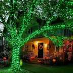 66Ft 200LED Green Christmas Tree Lights Plug in,Connectable Green HalloweenLights,8 Modes String Lights Indoor Outdoor for Party Bedroom Garden Decor (Clear Wire)