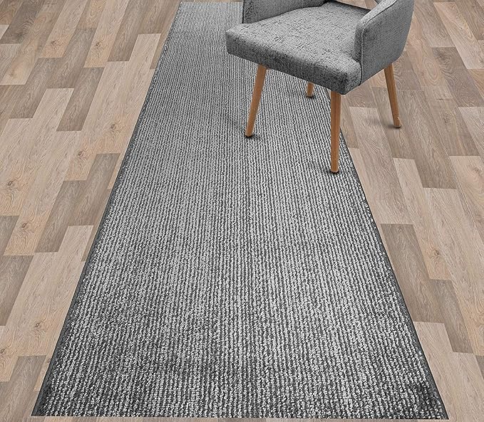 Custom Length Cut to Size Wide Width Carpet Runner Rug for Hallways, Skid Resistant Latex Rubber Backed, 31 inch Wide X Customized Length, Stripe Grey, 31 inch X 3 feet, Doormat Size