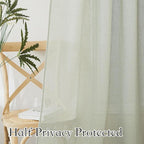 RYB HOME Natural Linen Curtains 72 inch Length for Living Room Bedroom, Light Filtering Sun Protection Privacy Assured Breathable Burlap for Home Office, W 52 x L 72 inch, 2 Pcs, Sage Green