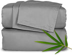 Short Queen Sheets by Pure Bamboo for RV Camper (60"x75") - Genuine 100% Organic Viscose Derived from Bamboo Bed Sheet Set, Soft & Cooling, Lifetime Quality Promise (Short Queen, Stone Grey)