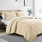 Love's cabin Twin Quilt Set Camel Bedspreads - Soft Bed Fall Lightweight Bedspread Comforter - Modern Style Coin Pattern Coverlet for All Season - 2 Pieces (1 Quilt, 1 Pillow Sham)