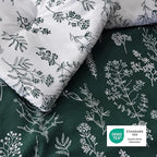 Bedsure Queen Comforter Set - Emerald Bed Set, 3 Pieces Cute Floral Bedding, 1 Soft Reversible Botanical Flowers Comforter and 2 Pillow Shams