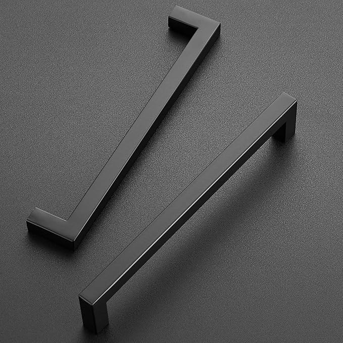 Ravinte 15 Pack 7-1/2 Inch Kitchen Square Cabinet Handles Matte Black Pulls Black Drawer Pulls Kitchen Cabinet Hardware for Cupboard Drawer Handles