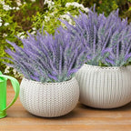 TURNMEON 20 Bundles Artificial Lavender Flowers for Outdoors, UV Resistant Fake Plants Artificial Plastic Faux Plants for Home Window Box Planter Porch Gardens Cemetery Summer Decor(Gray Purple)