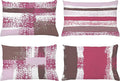 Ambesonne Grunge Throw Pillow CushiCase Pack 4, Abstract Design Simplistic Minimal Stripes Brushstrokes Contemporary, Modern Accent Double-Sided Digital Printing, 20" x 12", Pink Purpleblue Grey Pink