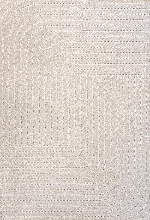 Eyely NCS101A-4 Scandinavian Odense Minimalist Angle Geometric Indoor Area Rug, Modern, Contemporary, Coastal, Bohemian, Bedroom, Kitchen, Living Room, Non Shedding, Ivory/Cream, 4' x 6'