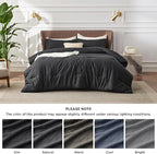 Bedsure Oversized Queen Comforter Set - Black Soft Bedding for All Seasons, Cationic Dyed Bed Set, 3 Pieces, 1 Oversized Queen Size Comforter (98"x98") and 2 Pillow Shams (20"x26"+2")