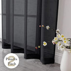 Aiyufeng Faux Black Sheer Curtains 54 Inch Length 2 Panel Set, Fresh Farmhouse 54 Inch Long Sheer Linen Look Airy & Lightweight Elegant Window Treatments for Bedroom/Kitchen, 30Wx54L inch
