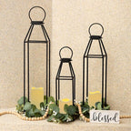 Perfnique Set of 3 Black Metal Lanterns w/ Waterproof Flickering Flameless Candle & Remote Timer, Modern Farmhouse Lanterns Decorative for Outdoor, Front Porch, Indoor, Patio, Garden, Fireplace