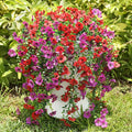Artificial Hanging Flowers for Outdoors Faux Plants for Spring Summer Decoration,6 Bundles UV Resistant Realistic Silk Flowers Indoor Outside Garden Porch Patio Balcony Yard Farmhouse