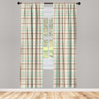 Ambesonne Plaid Curtains, Scottish Country Style Tartan with Abstract Design Diagonal Striped Lines, Window Treatments 2 Panel Set for Living Room Bedroom, Pair of - 28" x 63", Mint Green