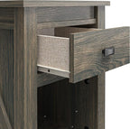Ameriwood Home Farmington Country Style Nightstand with Barn Door Design, Concealed Drawer and Open Cubby, Weathered Oak