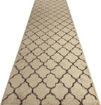 Custom Size Modern Runner Rug Carpet for Hallway Entryway Foyer Kitchen, Slip Resistant Latex Rubber Backed 31 inch Wide X Customized Length, Trellis Beige, 31 inch X 29 feet