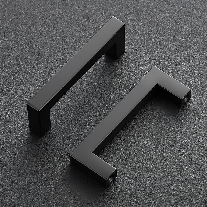Ravinte 15 Pack Black Cabinet Pulls 3-1/2 Inch Square Cabinet Handles Matte Black Kitchen Hardware for Cabinet Drawer Pulls Come with Screwdriver