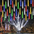 Joomer Christmas Lights Outdoor, 11.8 inch 10 Tubes 240 LED Meteor Shower Lights, LED Snow Falling Icicle Cascading Light with Timer Waterproof and Connectable for Christmas Decoration (Multicolor)