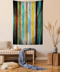Lunarable Colorful Tapestry Queen Size, Vertical Wood Planks in Carpentry Oak Timber Rustic Country Life, Wall Hanging Bedspread Bed Cover Wall Decor, 88" X 88", Brown