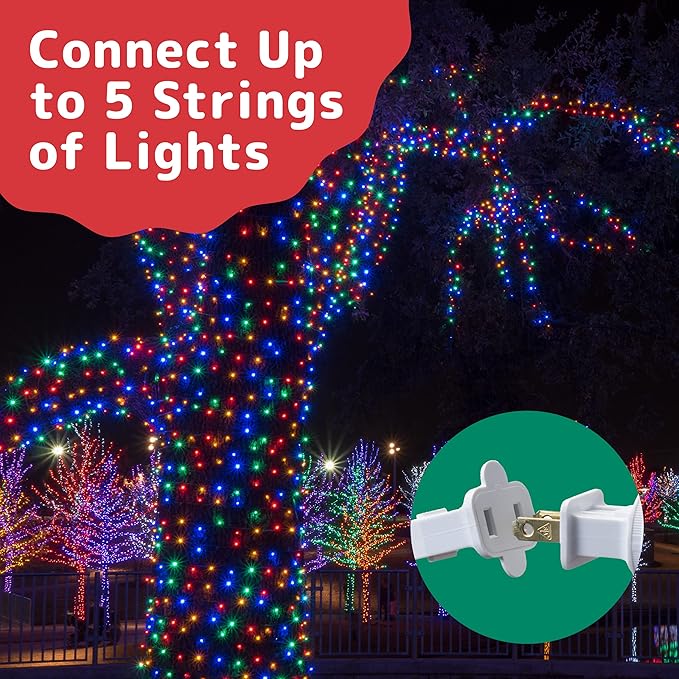 PREXTEX Multicolor String Lights (20 Feet, 100 Count) with White Cord - Indoor and Outdoor Colorful Twinkle Lights for Holiday Decor
