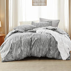 Bedsure California King Comforter Set - Grey Bed Set, 3 Pieces Cute Floral Bedding, 1 Soft Reversible Botanical Flowers Comforter and 2 Pillow Shams