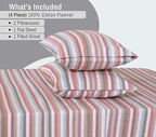 RUVANTI Flannel Sheets Full Size - 100% Cotton Double Brushed Bed Sheets Set, Deep Pockets 16 Inches, All Seasons Breathable & Extra Soft Full Sheets, Warm & Cozy, 4 Piece, Multi Chevron Stripe