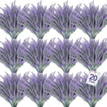 TURNMEON 20 Bundles Artificial Lavender Flowers for Outdoors, UV Resistant Fake Plants Artificial Plastic Faux Plants for Home Window Box Planter Porch Gardens Cemetery Summer Decor(Gray Purple)