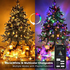 BrizLabs Smart Christmas Lights, 33FT 100 LED Color Changing String Lights APP/Voice Control, Warm White & Colored Dimmable Christmas Tree Light Music Fairy Light for Xmas Indoor Outdoor Home Decor