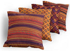 Ambesonne Ethnic Throw Pillow Cushion Case Pack of 4, Tribal Folkloric Pattern of Geometric Forms Shapes and Stripes Print, Modern Accent Double-Sided Digital Printing, 24", Orange Plum