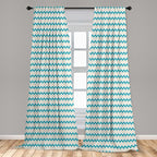 Ambesonne Teal Curtains, Horizontal Zigzag Lines Chevron Triangles Pattern Simple Classical Geometric Design, Window Treatments 2 Panel Set for Living Room Bedroom, Pair of - 28" x 63", Cream Teal