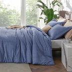 Bedsure Queen Comforter Set - Infinity Blue Soft Bedding for All Seasons, Cationic Dyed Bed Set, 3 Pieces, 1 Queen Size Comforter (90"x90") and 2 Pillow Shams (20"x26"+2")