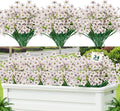 Lnoicy 24 Pcs Artificial Flowers for Outdoor,Plastic Flowers Decoration, UV Resistant Faux Flowers Shrubs, Artificial Plants for Indoor Outside Garden Home Wedding Farmhouse(White)