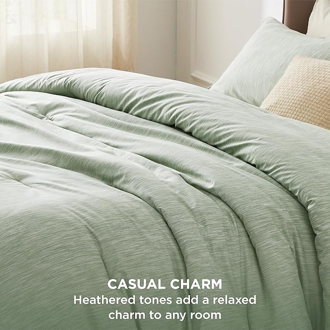 Bedsure King Size Comforter Set - Celadon Green Soft Bedding for All Seasons, Cationic Dyed Bed Set, 3 Pieces, 1 King Size Comforter (104"x90") and 2 Pillow Shams (20"x36"+2")