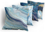 Ambesonne Marble Print Throw Pillow Cushion Case Pack of 4, Modern Themed Pastel Stone Stain Look Veins Aquatic, Tones for Decorative Home Accent Double-Sided Digital Printing, 16", Pale Blue Indigo