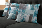 Ambesonne Grunge Throw Pillow Cushion Case Pack of 4, Abstract Design Simplistic Minimal Stripes Brushstrokes Contemporary, Modern Accent Double-Sided Digital Printing, 20", Sea Blue Grey and White