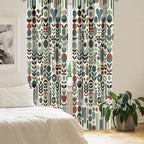 Ambesonne Leafy Art Window Curtains Pack of 2, Scandinavian Leaves Pattern with Geometric Roundy Modern Boho Print, Lightweight Set with Rod Pocket, 4 Panels of - 28" x 95", Pale Green Redwood Teal