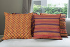 Ambesonne Ethnic Throw Pillow Cushion Case Pack of 4, Tribal Folkloric Pattern of Geometric Forms Shapes and Stripes Print, Modern Accent Double-Sided Digital Printing, 24", Orange Plum