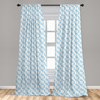Ambesonne Animal Cartoon 2 Panel Curtain Set, Happy Smiling Pattern with Dots Animal, Lightweight Window Treatment Living Room Bedroom Decor, Pair of - 28" x 95", Pale Blue Sky Blue White