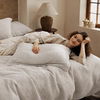 Bedsure Waffle Duvet Cover Queen - Pure Cotton Duvet Cover Linen Color, Space-Dyed for Enhanced Bedroom Aesthetics, GentleSoft™ and Stylish All-Season, 3-Piece Bedding Set with Button Closure, 90"x90"
