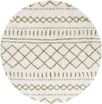 SAFAVIEH Arizona Shag Collection 6'7" Round Ivory/Green ASG741Y Moroccan Non-Shedding Entryway Foyer Living Room Bedroom Kitchen 1.2-inch Thick Area Rug