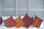 Ambesonne Ethnic Throw Pillow Cushion Case Pack of 4, Tribal Folkloric Pattern of Geometric Forms Shapes and Stripes Print, Modern Accent Double-Sided Digital Printing, 24", Orange Plum