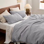 Bedsure Cotton Duvet Cover Set - 100% Cotton Waffle Weave Grey Duvet Cover California King Size, GentleSoft™ and Breathable Cal King Bedding Set for All Season, 3 Pieces, 104"x98"