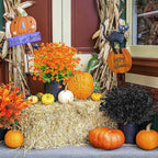 AGIRL 24 Bundles Artificial Fall Flowers Outdoor Indoor Decoration,Fake Plastic Flowers,Faux Mums Plant for Thanksgiving Fall Decor,for Hanging Outside Garden Front Door Porch Patio Window Box