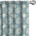 Ambesonne Circle Pattern Window Curtains, Wavy Bold Strokes Style Ornate Mandala Like Symmetrical Motif, Lightweight Decor 2-Panel Set with Rod Pocket, Pair of - 28" x 84", Petrol Blue Cream