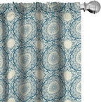 Ambesonne Circle Pattern Window Curtains, Wavy Bold Strokes Style Ornate Mandala Like Symmetrical Motif, Lightweight Decor 2-Panel Set with Rod Pocket, Pair of - 28" x 63", Petrol Blue Cream