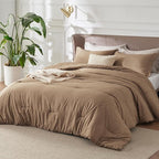 Bedsure California King Comforter Set - Brown Soft Bedding for All Seasons, Cationic Dyed Bed Set, 3 Pieces, 1 California King Size Comforter (104"x96") and 2 Pillow Shams (20"x36"+2")