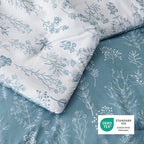 Bedsure Oversized Queen Comforter Set - Mineral Blue Bed Set, 3 Pieces Cute Floral Bedding, 1 Soft Reversible Botanical Flowers Comforter and 2 Pillow Shams