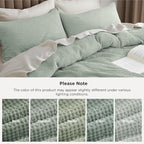 Bedsure Cotton Duvet Cover Queen - 100% Cotton Waffle Weave Sage Green Duvet Cover Queen Size, GentleSoft™ and Breathable Bedding Set for All Season, 3 Pieces, 90"x90"