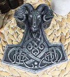 Ebros Gift Viking Ram Skull Thor Hammer Mjolnir with Runes Knotwork Decorative Jewelry Box Figurine Norse God of Thunder Scandinavian Mythology Collectible Trinket Stash Boxes
